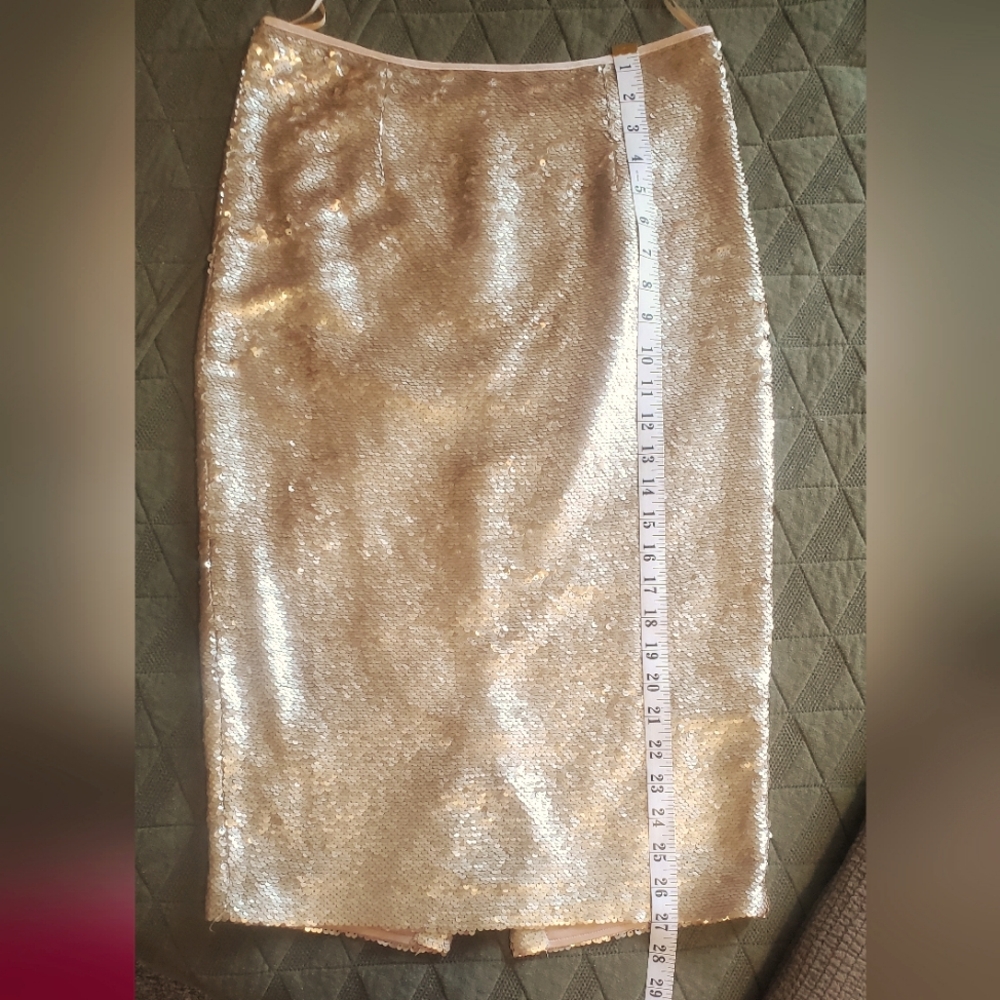 Eliza J Campagne Gold Sequin Pencil Skirt